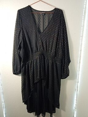 Torrid Popcorn Shimmer Sheer Hi-Low Elastic High Waist Dress sz 4 (26)